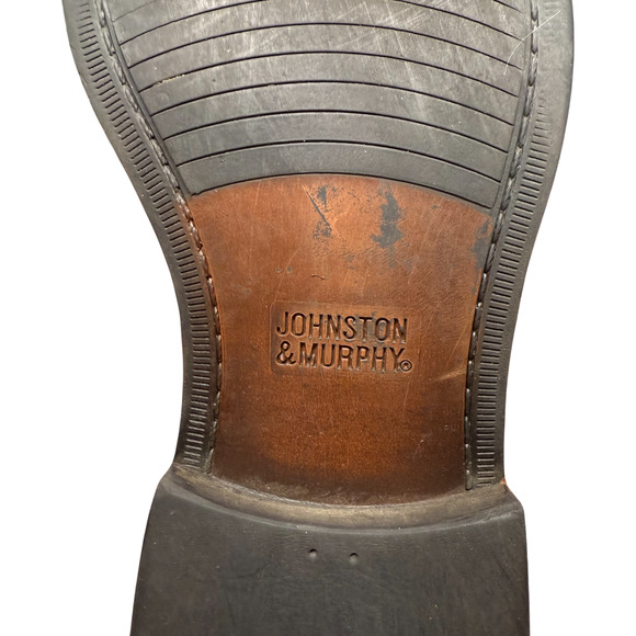 JOHNSTON & MURPHY Tabor Men's 12M Cap Toe Brown Calfskin Leather Dress Shoes - Picture 11 of 13